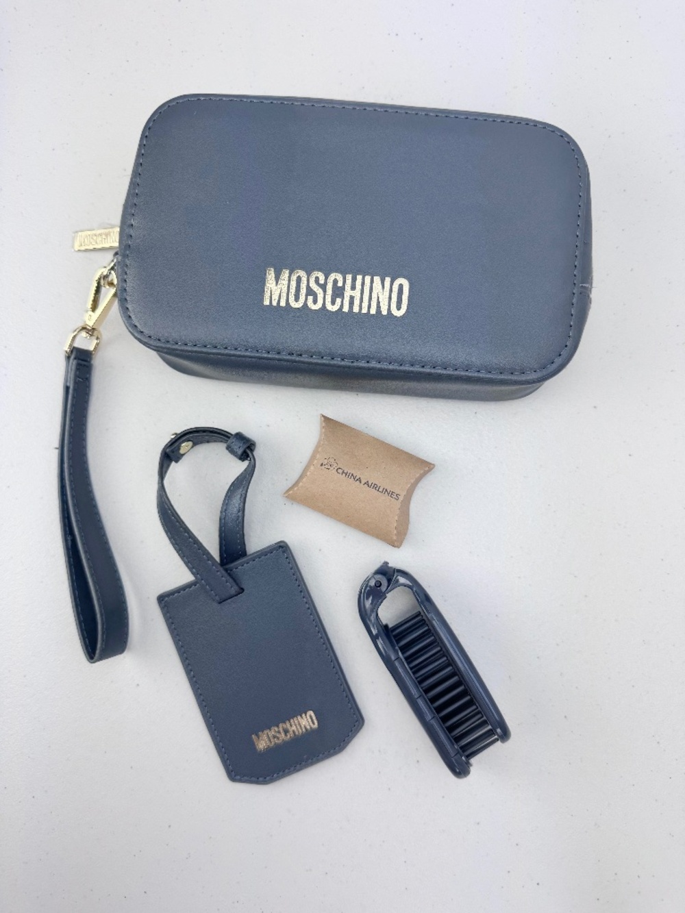 Like New Moschino Leatherette Amenity/Travel Kit - Dark Grey (A231)
